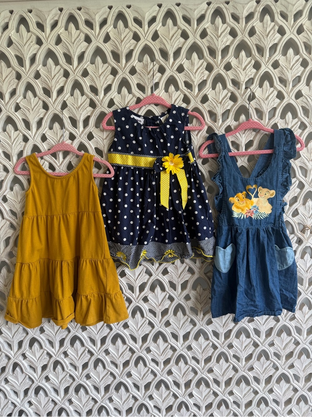 3 Baby Girl Dresses Size 18M - Bonnie Baby, Blueberi Boulevard, Disney Baby